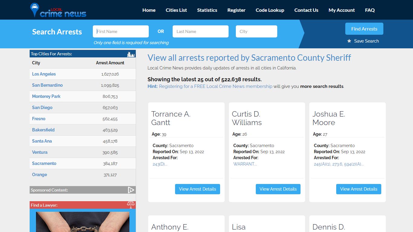 Arrests reported by Sacramento County Sheriff | Local Crime News